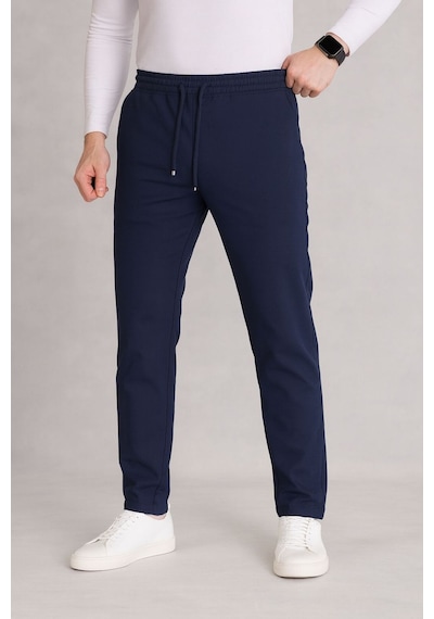 Bürke Erkek Lacivert Beli Lastikli Bağcıklı Duble Paça Jogger Pantolon Bürke Erkek Lacivert Beli Lastikli Bağcıklı Duble Paça Jogger Pantolon