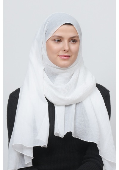 Altobeh Kadın Pratik Kırışık Krinkıl Mira Tesettür Şal - Ekru