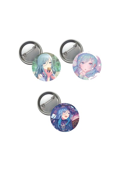 Hatsune Miku Pjsekai Project Sekai Colorful Anime Buton Rozet 3 Adet 37mm Hinomori Shizuku Altın - Beyaz - Siyah
