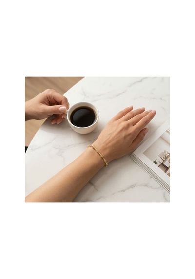 Premium Seri Bohem Stil Bambu Kesim Zirkon Taşlı Bileklik Altın