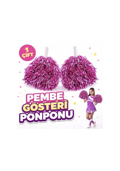 1 Çift 2 Adet Pembe Renk 23 Nisan 19 Mayıs 29 Ekim Okul Gösteri Ponponları Ekstra Dolgun