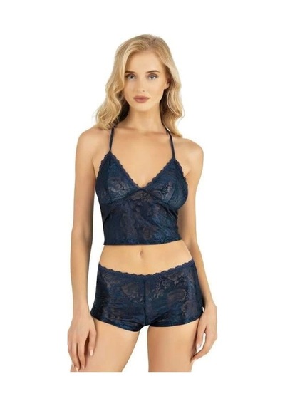 Moon Wear Lacivert Saten Şort Takımı 9222 Lacivert