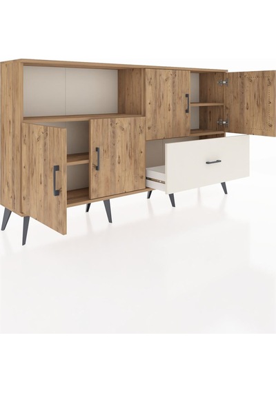 Arges Konsol 4 Raflı Tek Çekmeceli 4 Kapaklı 176x30x99 Çam-çam/ay Çam-çam/aytaşı Arges Konsol 4 Raflı Tek Çekmeceli 4 Kapaklı 176x30x99 Çam-çam/ay Çam-çam/aytaşı
