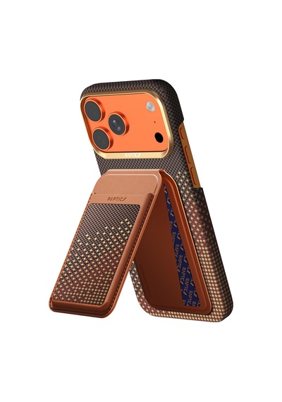 Apple iPhone Uyumlu 17 Pro Max Kılıf Raptic 2in1 Bundle Kit Aramid Skin Serenity Kartlıklı Karbon Kapak Kahveren Kahverengi