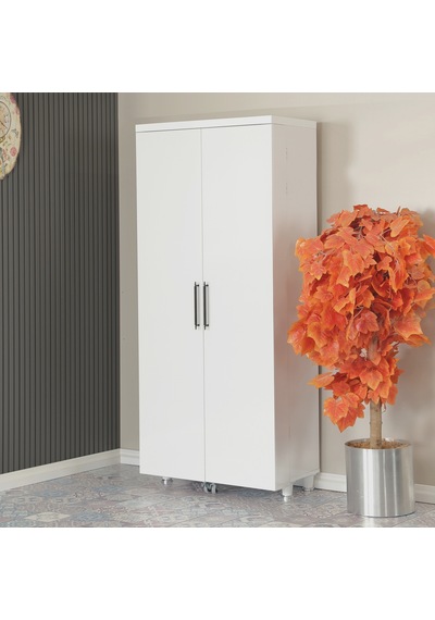 Pasific Home Guzzo Tekerlekli Kiler Çok Amaçlı Erzak Dolabı 80 cm Parlak Beyaz