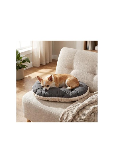 Pribor Kedi Ve Mini Irk Köpek Peluş Yatağı - Gri-beyaz 55 Cm X 36 Cm