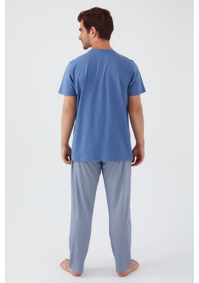Eros Arnetta 2539 Kısa Kol Erkek Pijama Takım Okyanus Mavi