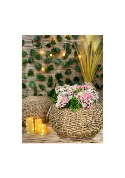 Kare Naturel Hasır Jüt Puf 40x40-12080 Diğer