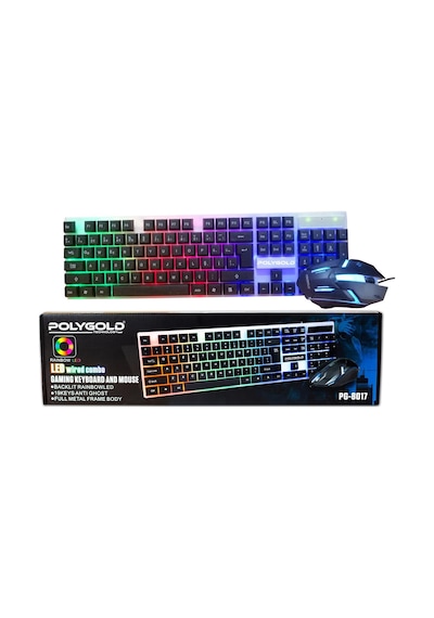 Polygold PG-8017 Led Kablolu Oyuncu Q Klavye Mouse Set