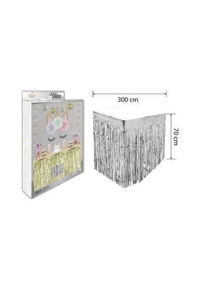 Metalize Masa Eteği Gümüş 70x300 cm
