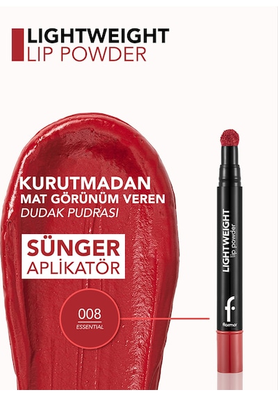 Flormar Lightweight Yarı Transparan & Mat Bitişli Nemlendirici Dudak Pudrası 8682536094351 008 Essentıal