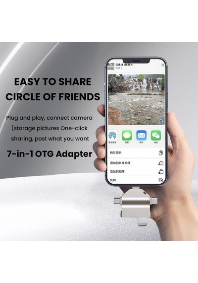Apera Nr18 Otg 7 İn 1 Lightning Type C Usb Micro Usb Hafıza Kart Okuyucu Ios 13 İphone Android