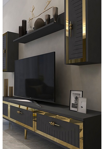Tvr1801a - Tuna Tv Ünitesi Antrasit Gold 180cm Antrasit / Koyu Gri