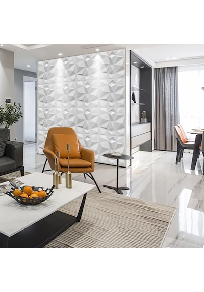 50cm X 50cm 1 Adet Beyaz 3d Abs Malzeme Pvc Dayanıklı Duvar Paneli Silinebilir Geometrik Model Panel Beyaz