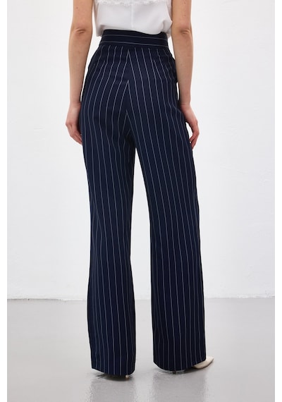 Sateen Rina Çizgili Pantolon - Lacivert-136971 Lacivert