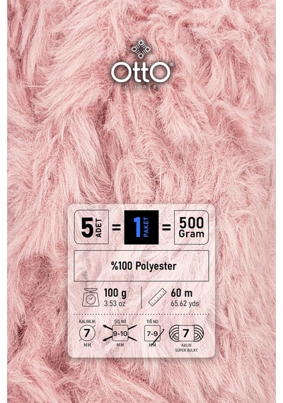 Pembe 5'li Paket 100 Gr / 60 M Tavşan Tüyü Dokulu Kalın Kürk Peluş Örgü İpi