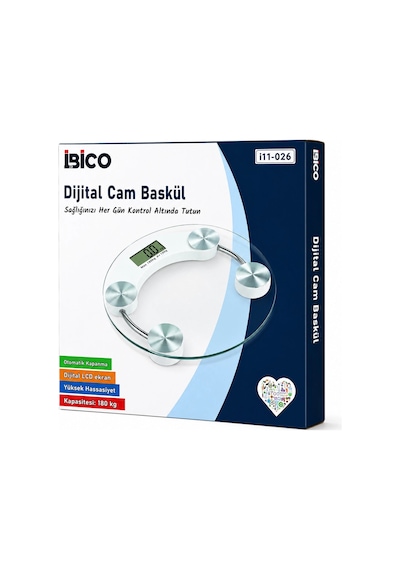 Dijital - Pilli Yuvarlak Banyo Baskül Terazi Tartı Lcd Ekran 180kg/0.1g 30x30cm İ11-026 5468