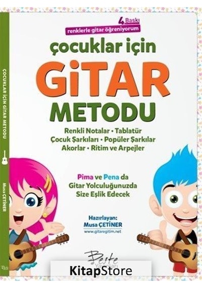 Çocuklar için Gitar Metodu-Renklerle Gitar Öğreniyorum - Musa Çetiner - Beste Yayınları
