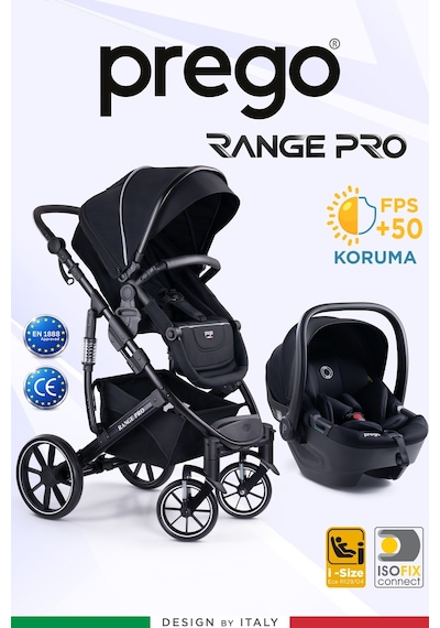 Prego Range Pro Portbebeli i- Size Sertifikalı Travel Bebek Arabası - UPF 50 + UV Korumalı