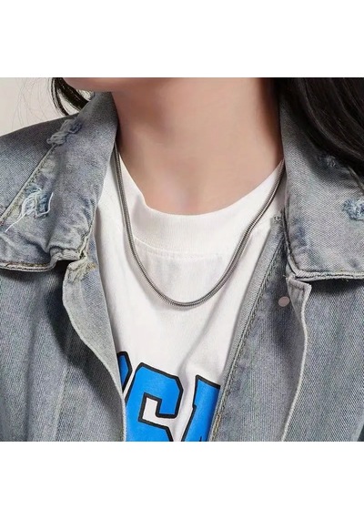 Unisex Kolye Loft Unisex Kolye 925 Ayar Gümüş Kaplama Yılan Zincir Düz Şık Kolye