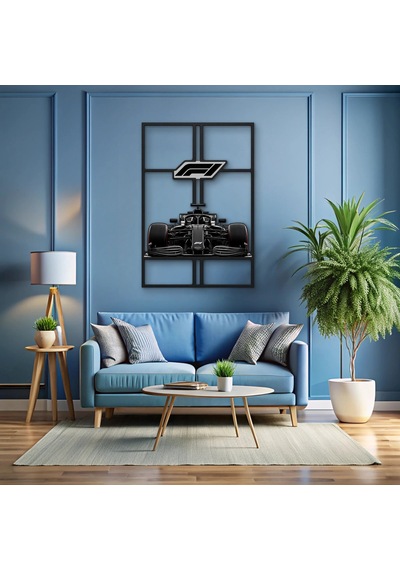 Siyah Formula 1 Yarış Aracı Metal Tablo 34x50 Cm Çok Renkli