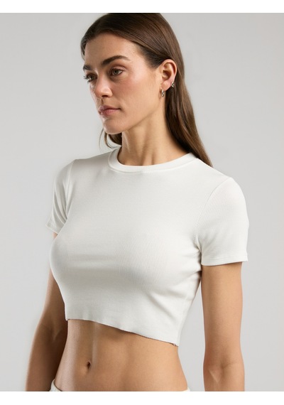Everlast Ever Relaxed Rib Beyaz Kadın Crop Tişört Beyaz