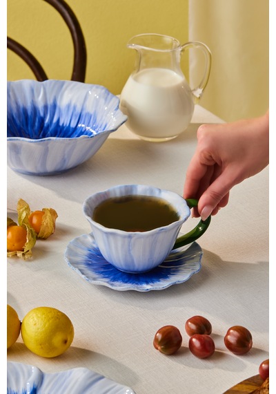 Karaca Bluebell Çay Fincanı Ve Tabağı 260 Ml Mavi