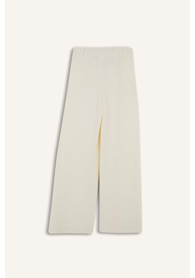 DeFacto Kız Çocuk Wide Leg Geniş Bol Paça Beli Lastikli Eşofman Altı C1180A825SMER98 Ekru