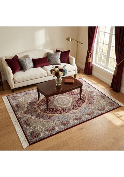 Şemse Desenli 200 X 300 İpek Halı Çok Renkli