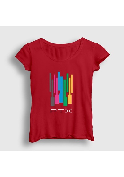 Presmono Kadın Colors Pentatonix T-shirt Kırmızı
