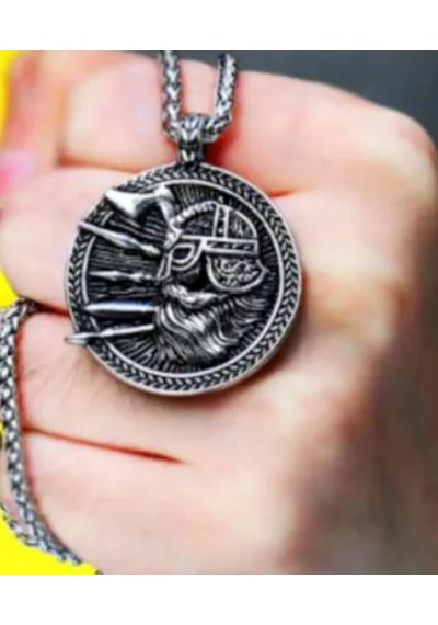 Paslanmaz Çelik Çift Taraflı Yaşam Ağacı Viking Kolye Gümüş