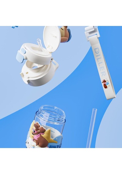 D2537 Dıller 600 Ml Boyun Askılı Trıtan Su Matarası Çok Renkli