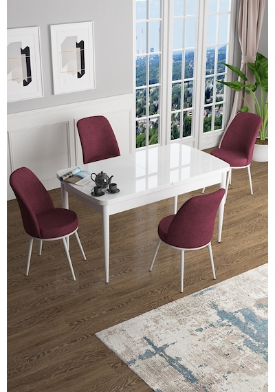 Canisa Concept Han Serisi 70x114 Açılabilir Mdf Mutfak Masası Takımı Beyaz Masa 4 Bordo Sandalye Masa Beyaz Sandalyeler Bordo Canisa Concept Han Serisi 70x114 Açılabilir Mdf Mutfak Masası Takımı Beyaz Masa 4 Bordo Sandalye Masa Beyaz Sandalyeler Bordo
