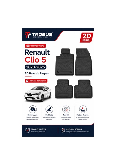 Trobus Renault Clio 5 2019 Sonrası 2d Havuzlu Paspas