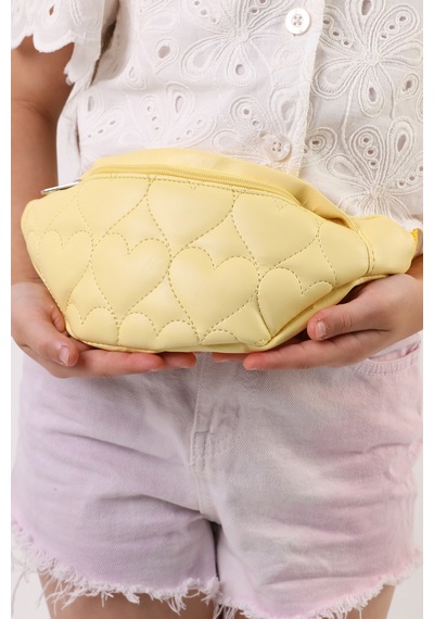 İcone Bag Icone Çocuk Kalp Kapitone Detaylı Bel Çantası Sarı