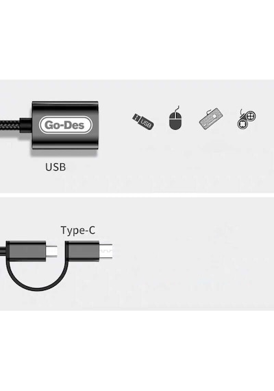 Go Des GD-CT033 2 in 1 USB 3.0 to Micro / Type-C OTG Dönüştürücü Çevirici Tak & Çalıştır - ZORE-257768