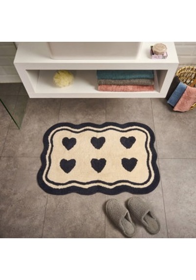 Soft Tufting Herz Banyo Paspası - Ekru - 60x90 Cm Çok Renkli