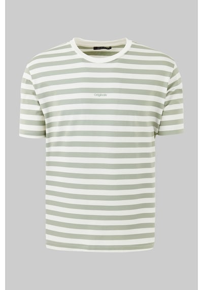 Buratti Çizgili Pamuklu Relaxed Fit Bisiklet Yaka T Shirt Erkek T Shirt 5904078 Elma Yeşili