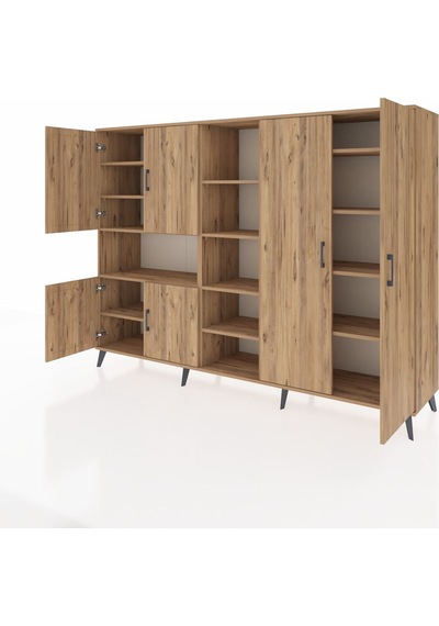 Hyperion Dolap 13 Raflı 6 Kapaklı 220x44x163 Çam-çam Çam-çam