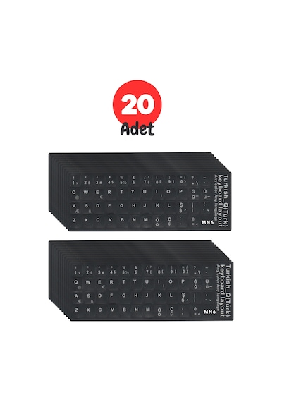 Mn6 Mtrq Türkçe Q Klavye Sticker/20 Adet-silinmez-laptop Pc Uymlu/türkçe Q Sticker