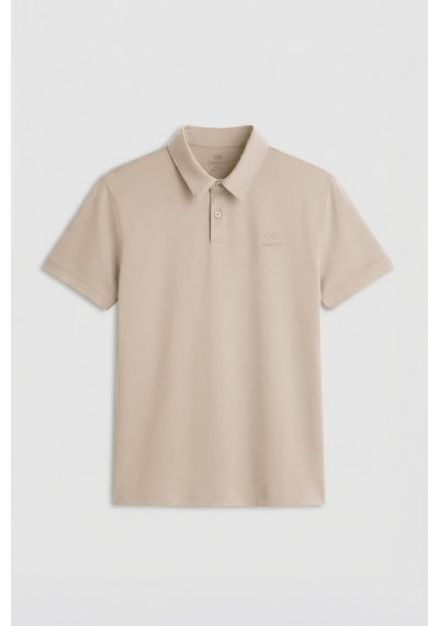 Bej Standart Kalıp Basic Polo Yaka Erkek T-shirt - 87748 Bej