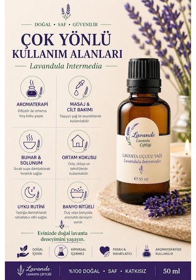 Lavande Lavanta Çiftliği Lavanta Yağı L.intermedia İçten Damlalıklı 50 ML