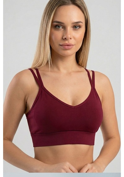 Aura Collections Çapraz İp Askılı Çıkarılabilir Pedli Sporcu Sütyeni Bralette Bordo