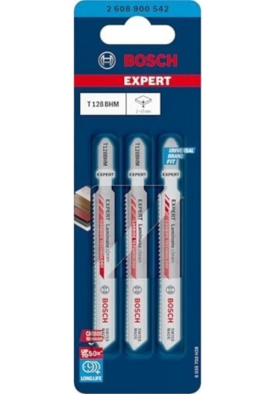 Professional 3x Expert 'laminate Clean' T 128 Bhm Dekupaj Testere Bıçakları Dolu Laminant Vinil, Pvc, Hpl Yüksek Basınçlı Laminant, Uzunluk 92 Mm, Aksesuar Dekupaj Testeresi
