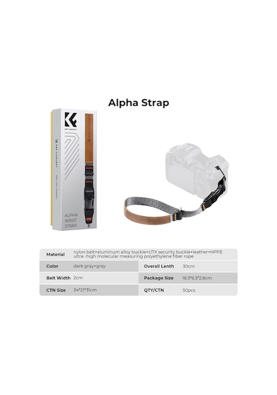 K&f Concept - Kamera Bilek Askısı Gri Kf13.116