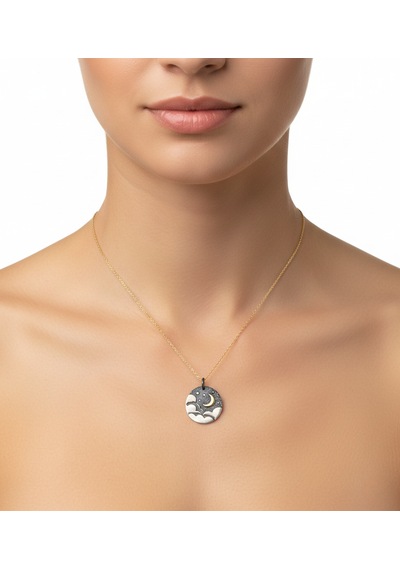 G&a Jewels - Geceye Dokunuş - 925 Ayar Oksitli Yaldız Altın Kaplama Gümüş Kolye Altın - Gümüş G&a Jewels - Geceye Dokunuş - 925 Ayar Oksitli Yaldız Altın Kaplama Gümüş Kolye Altın - Gümüş