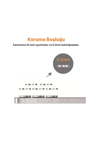 Safir Temperli Kamera Lens Koruyucu, Samsung Galaxy S25 Ultra İle Uyumlu Titanyum Siyah