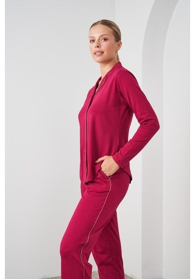 Pjs 24529 Kadın Düğmeli Pijama Takım 001