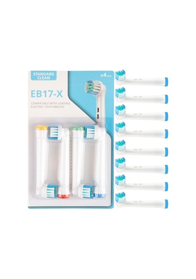8 Adet Standard Cleaning Type Eb-17x Şarjlı Ve Pilli Diş Fırçası Uyumlu Yedek Başlık Tek Ebat
