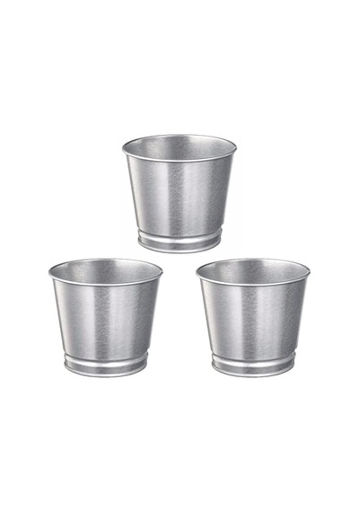 Saksı 3 Adet Paslanmaz Çelik Bitki Saksısı Boyanabilir 9cm